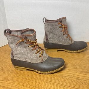 L.L. BEAN Women's Wool Felt‎ Blend Leather Trim Outdoor Duck Boots Classic 10M